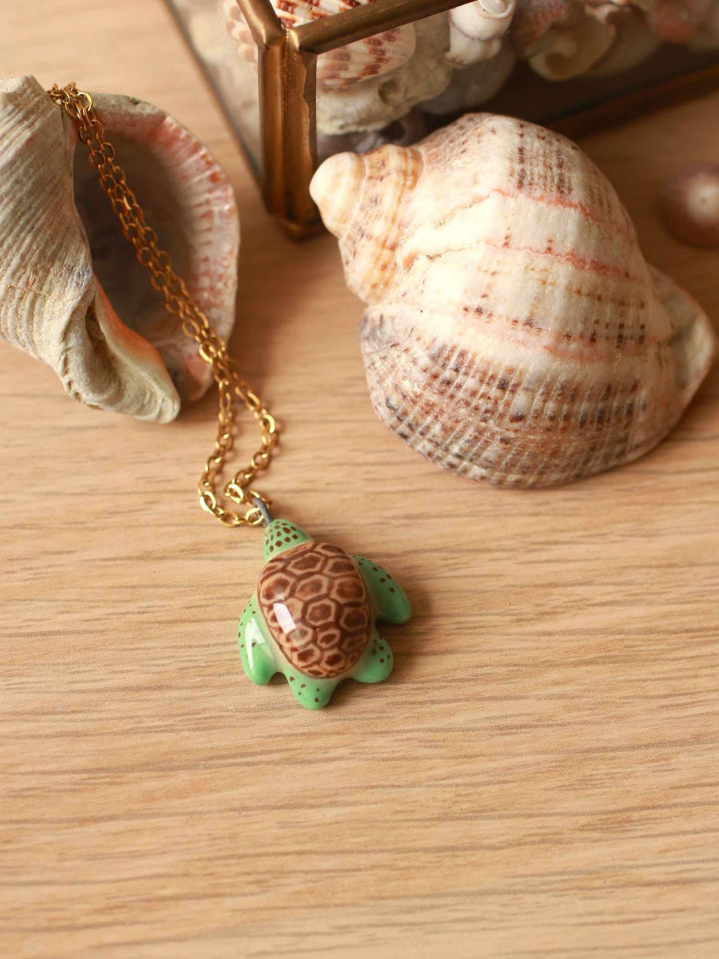 Ceramic green sea turtle necklace