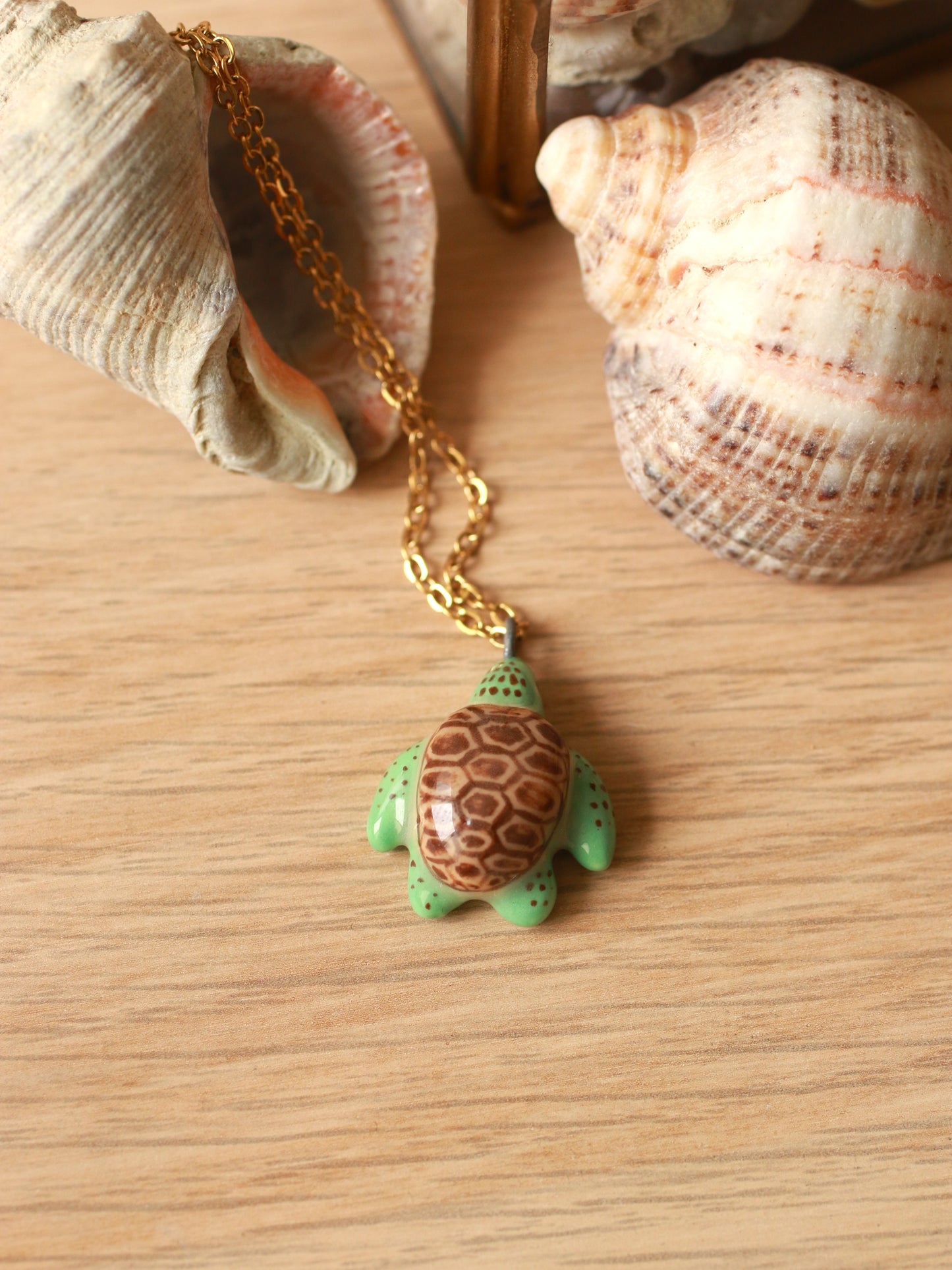 Ceramic green sea turtle necklace