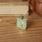 Flower book necklace - Light green book