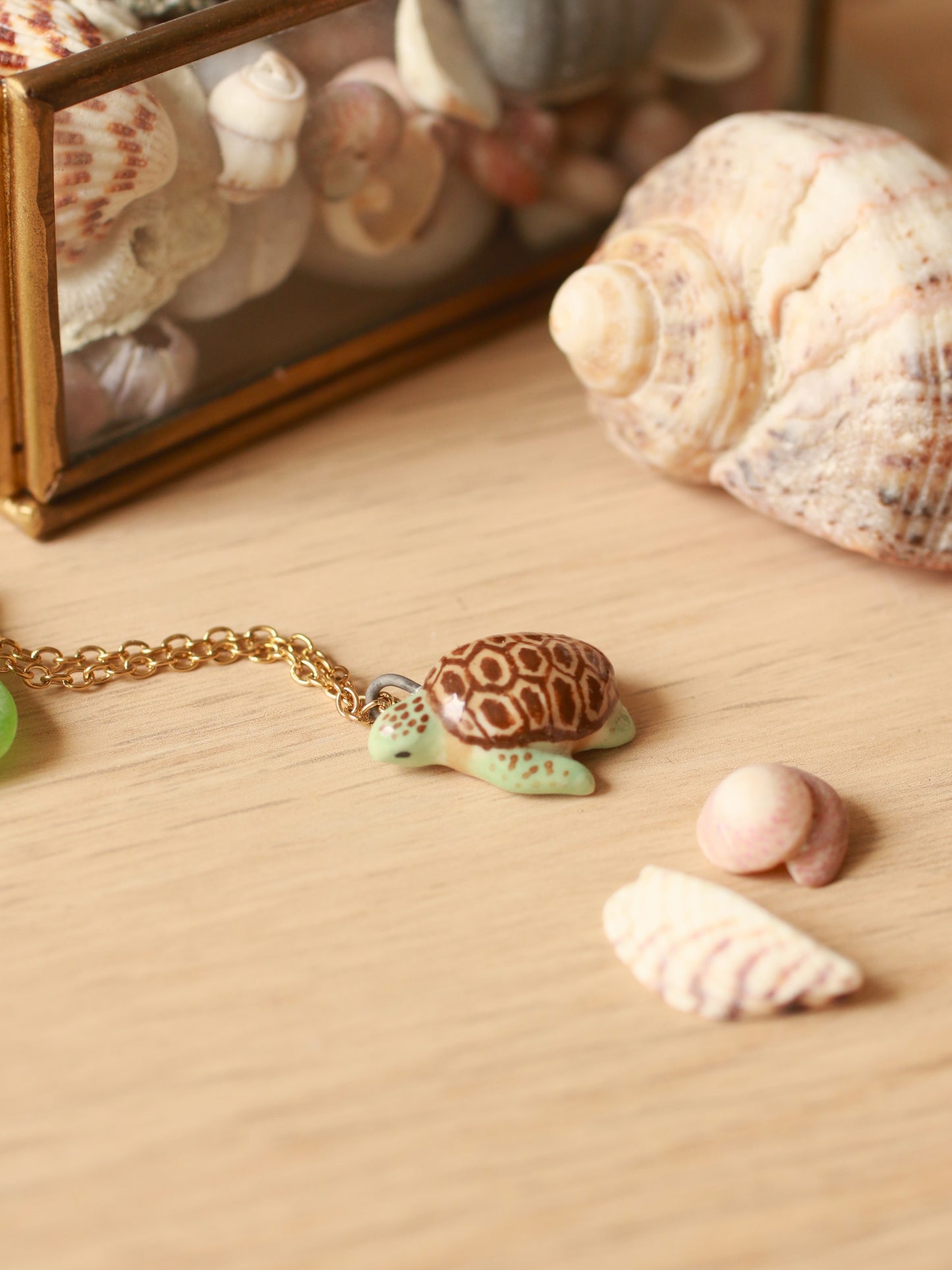 Ceramic green sea turtle necklace