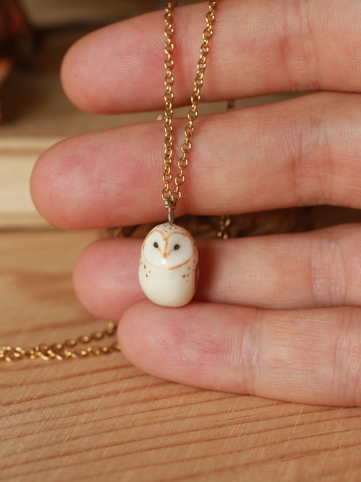 Baby owl necklace in a nutshell box