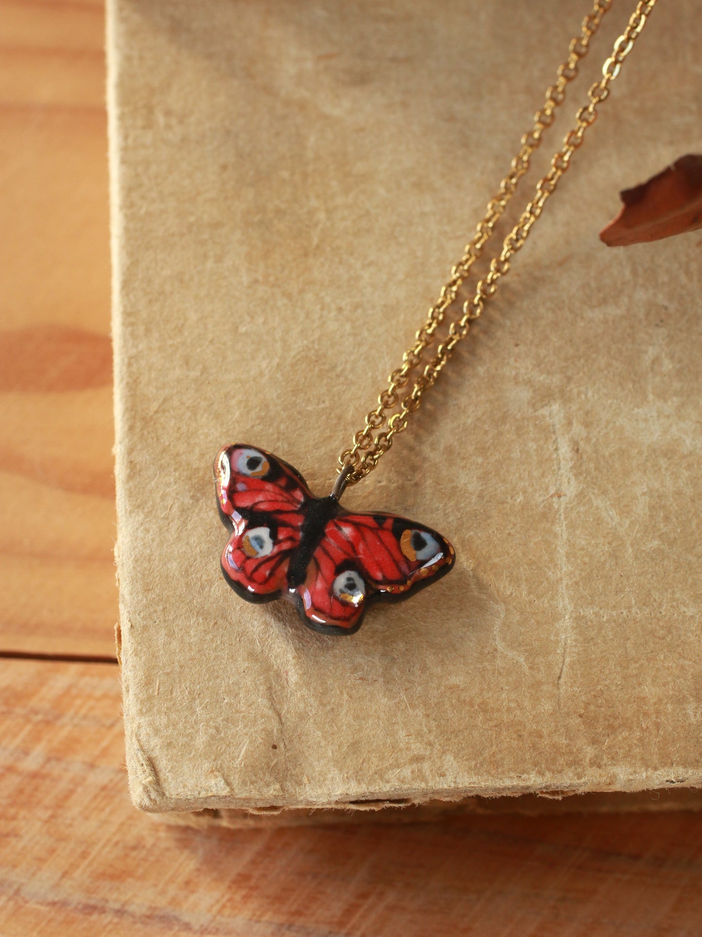 Peacock butterfly necklace