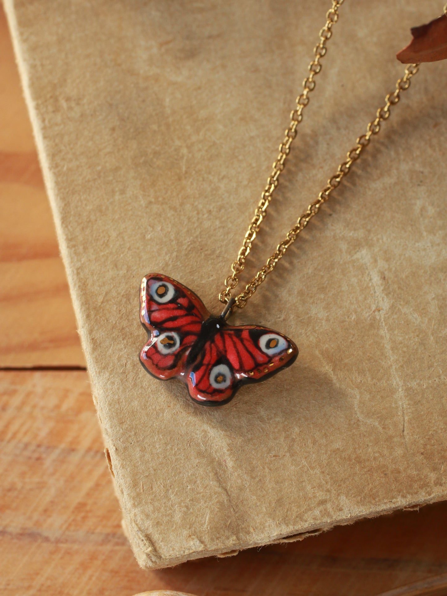 Peacock butterfly necklace