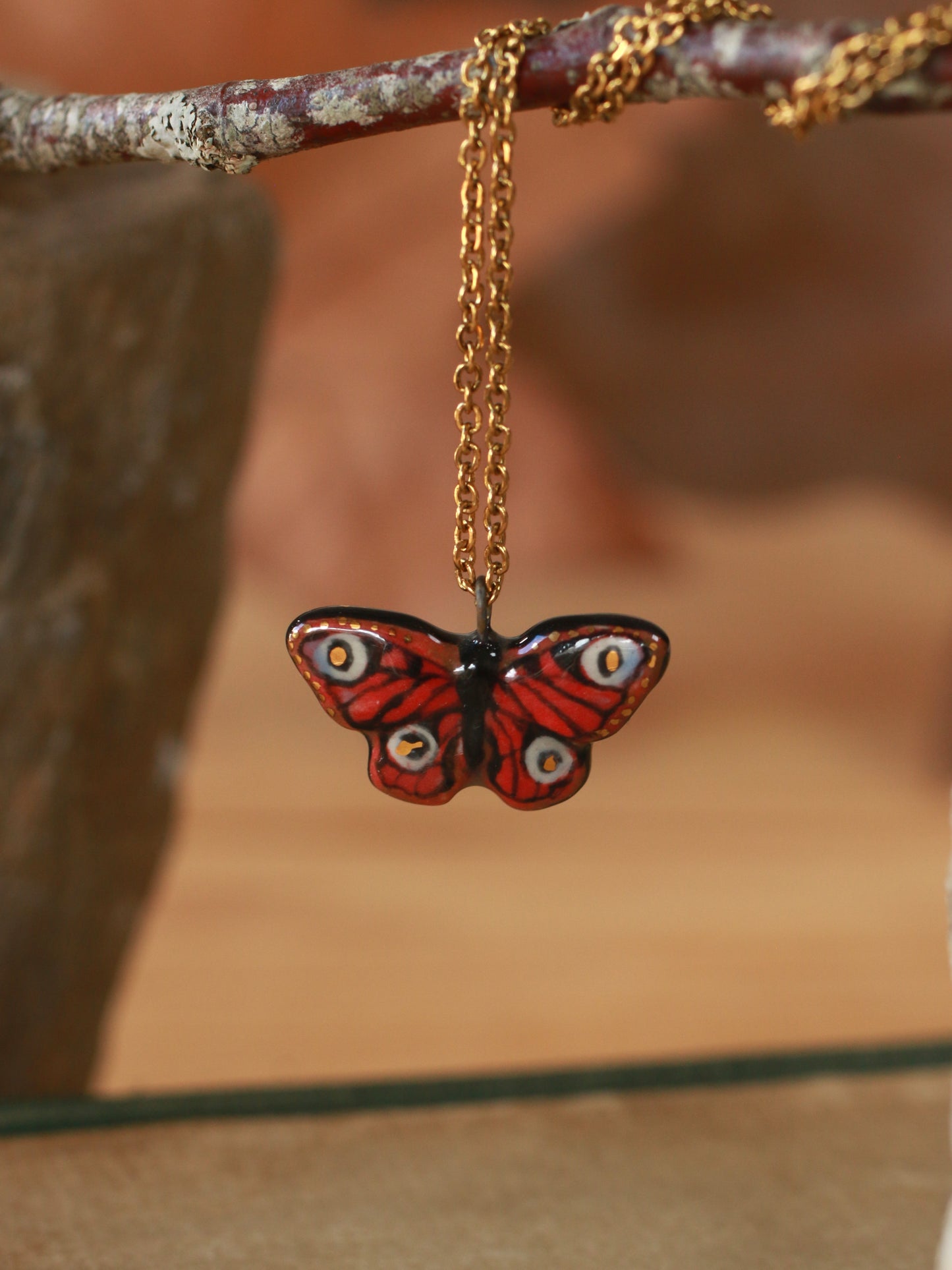 Peacock butterfly necklace