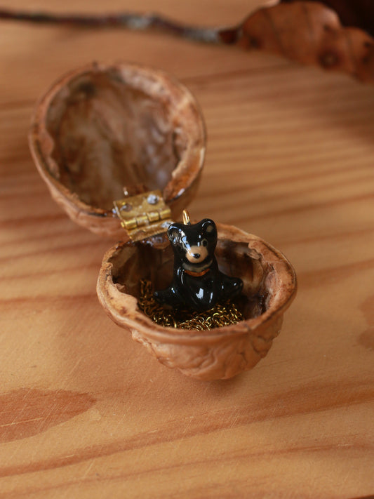 Black bear necklace in a walnut box