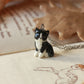 Tuxedo cat necklace