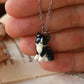 Tuxedo cat necklace