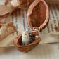 Barn owl necklace in a nutshell box