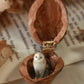 Barn owl necklace in a nutshell box