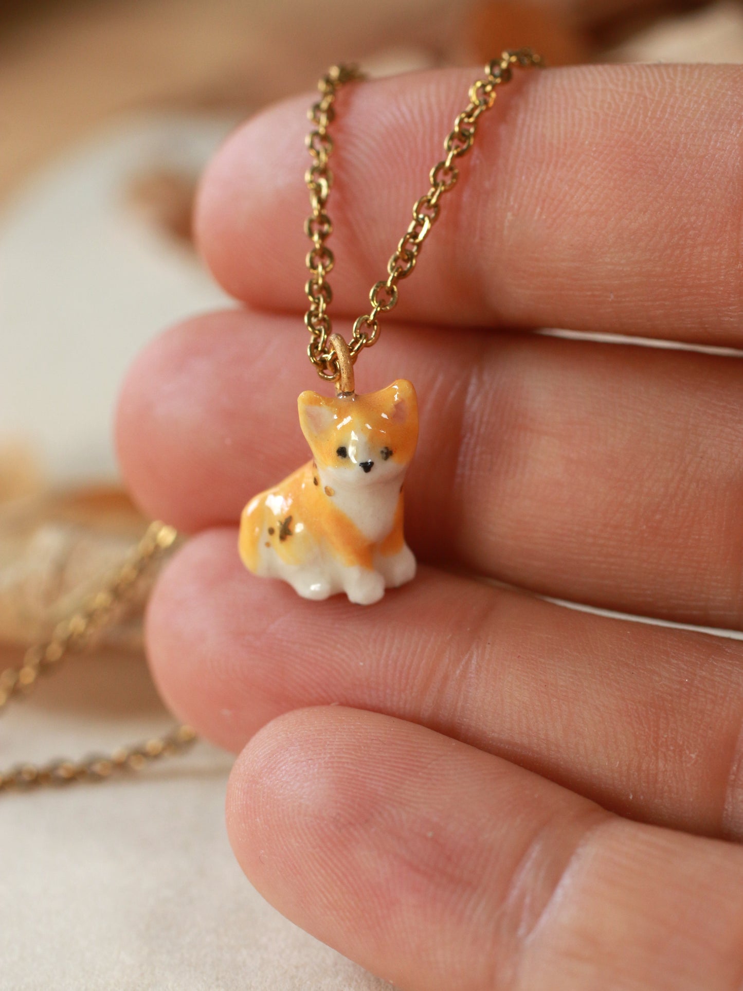Orange cat necklace