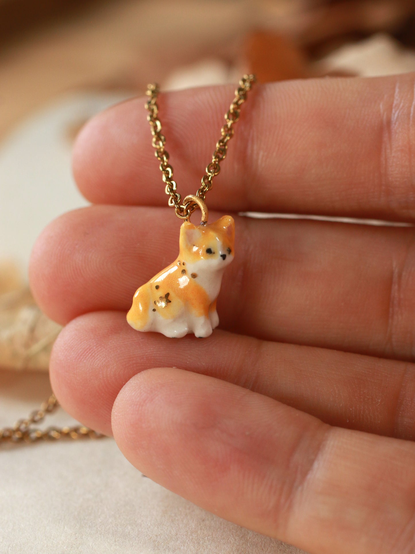 Orange cat necklace