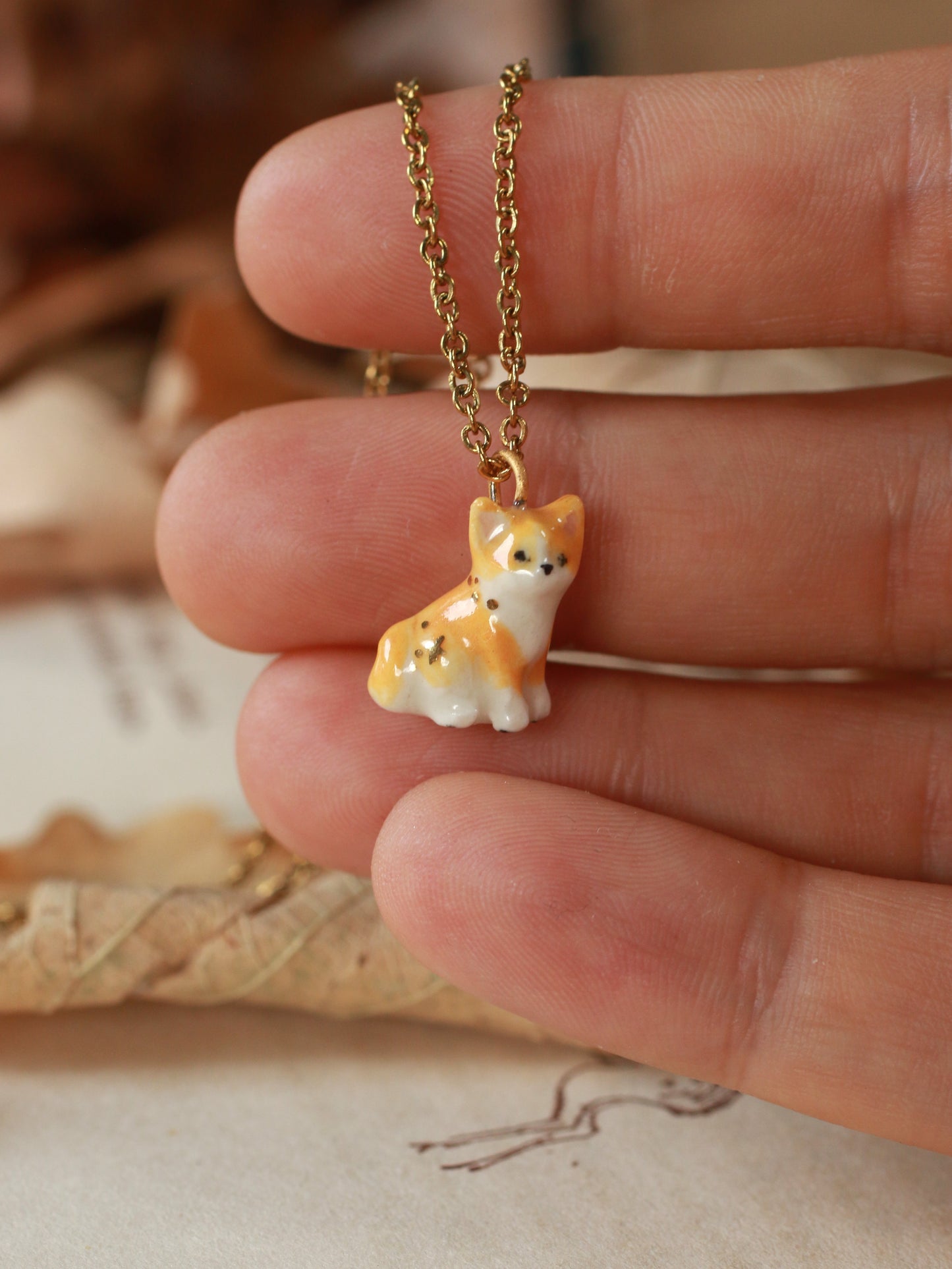 Orange cat necklace