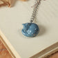 Sleeping grey cat necklace