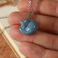 Sleeping grey cat necklace