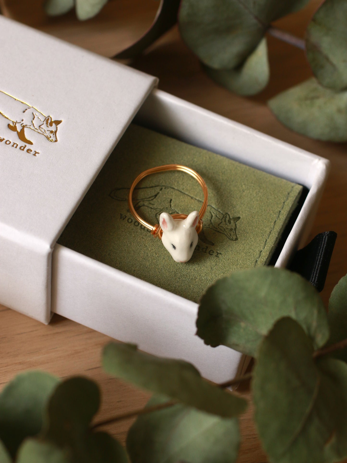 Bunny ring - gold plated stainless steel wire ring