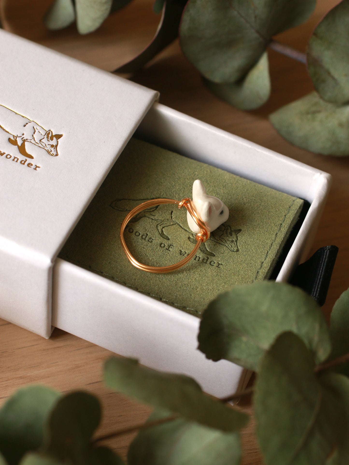 Bunny ring - gold plated stainless steel wire ring