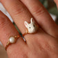 Bunny ring - gold plated stainless steel wire ring