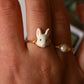 Bunny ring - gold plated stainless steel wire ring