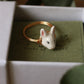 Bunny ring - gold plated stainless steel wire ring