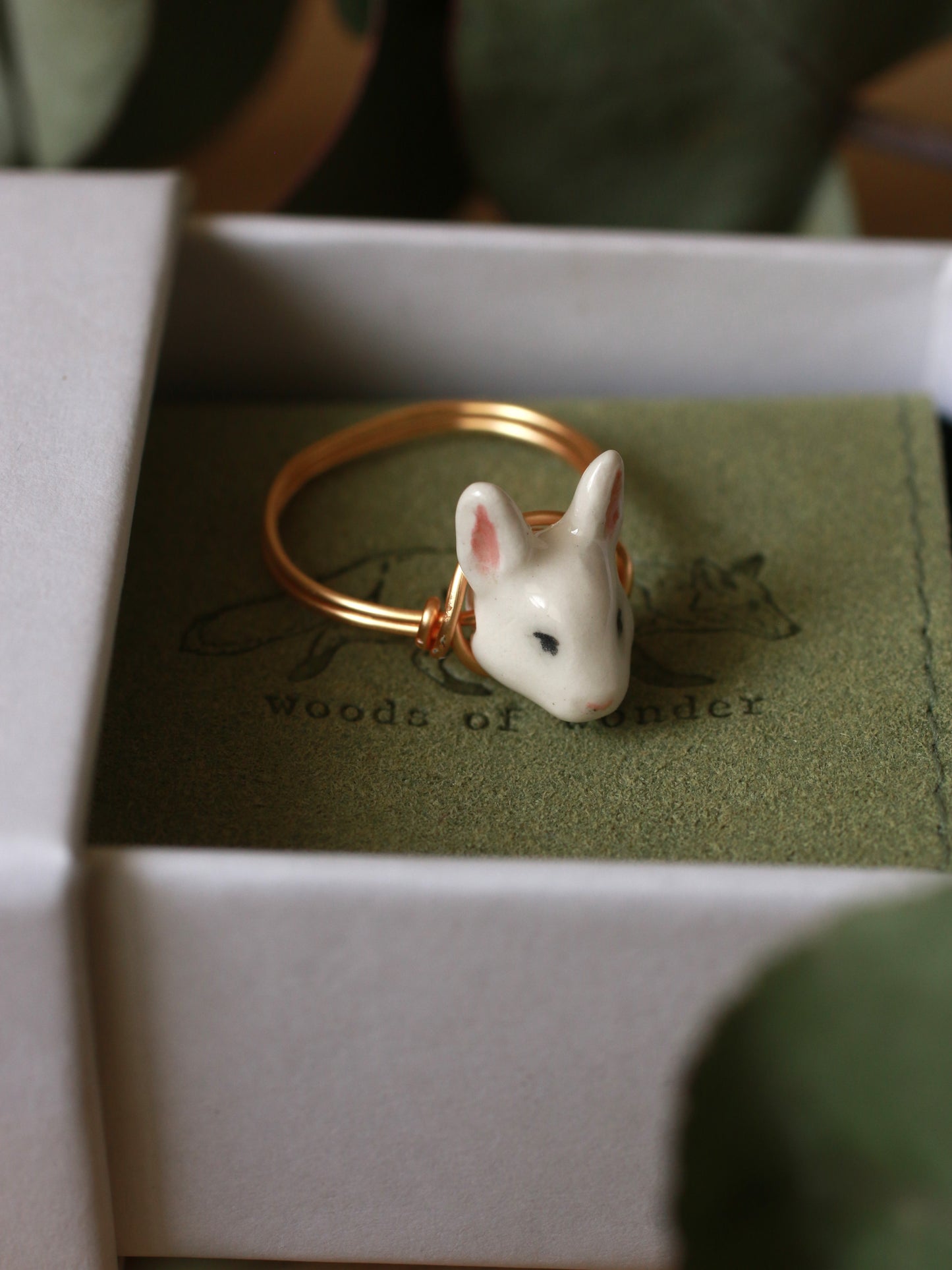 Bunny ring - gold plated stainless steel wire ring