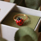 Ladybug ring - gold plated stainless steel wire ring