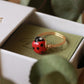 Ladybug ring - gold plated stainless steel wire ring