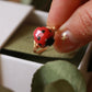 Ladybug ring - gold plated stainless steel wire ring