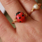 Ladybug ring - gold plated stainless steel wire ring