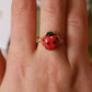 Ladybug ring - gold plated stainless steel wire ring