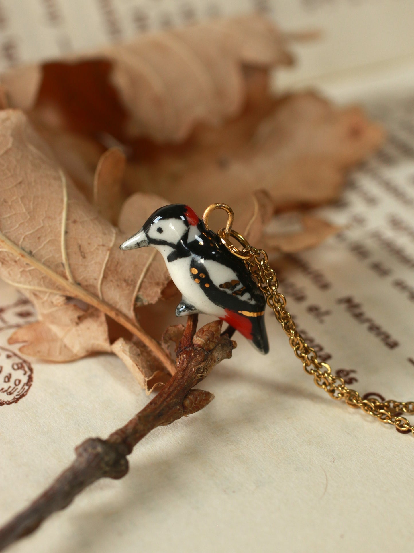Woodpecker necklace