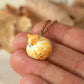 Sleeping orange tabby cat necklace