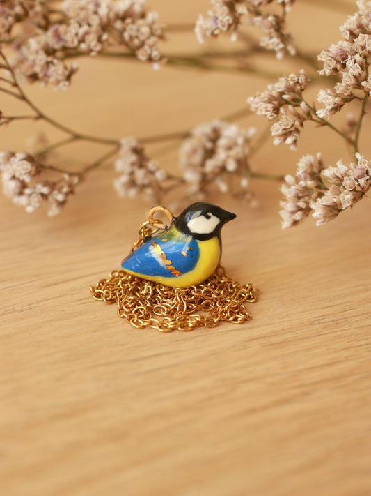 Great tit necklace - 22k gold details