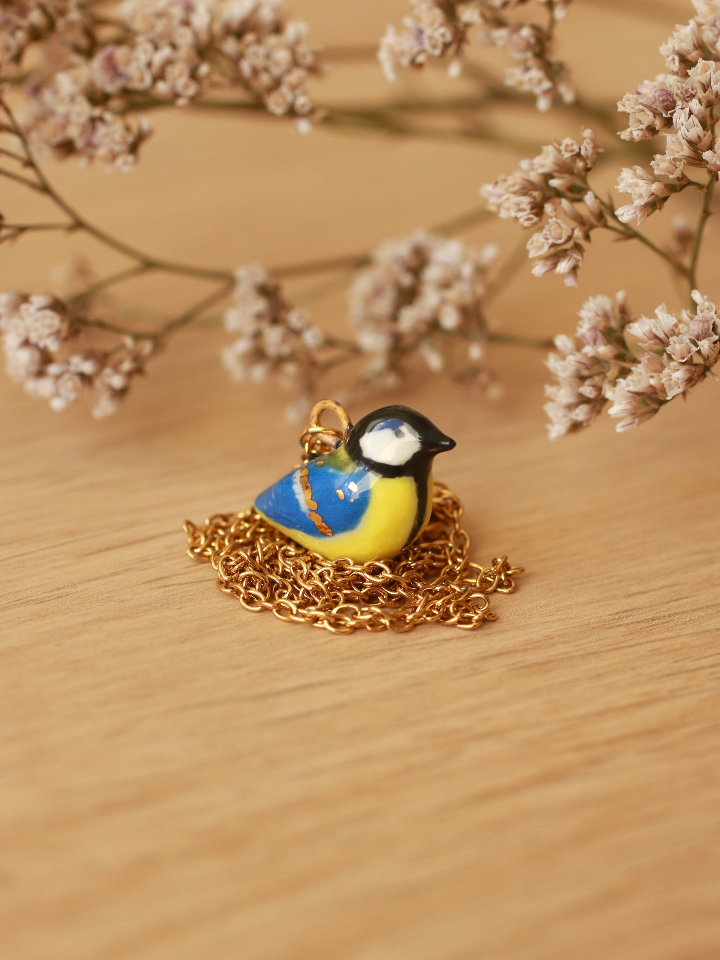 Great tit necklace - 22k gold details