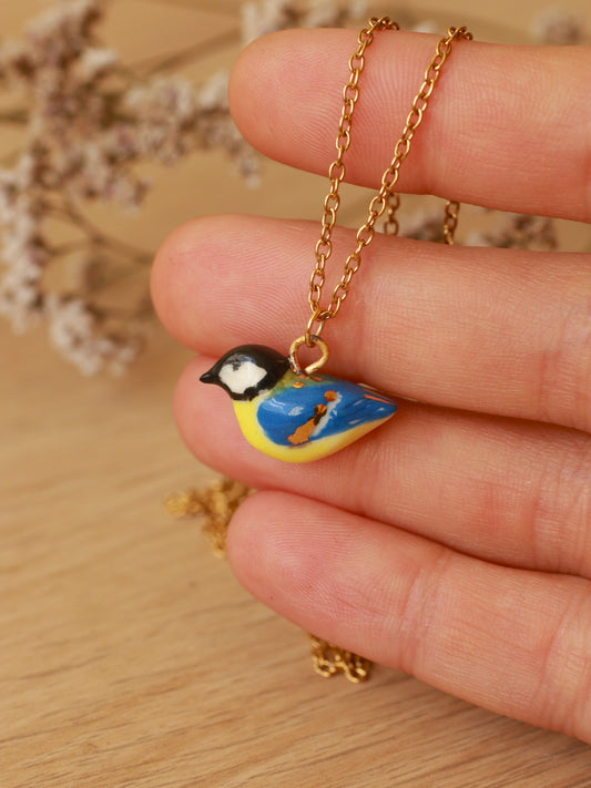 Great tit necklace - 22k gold details