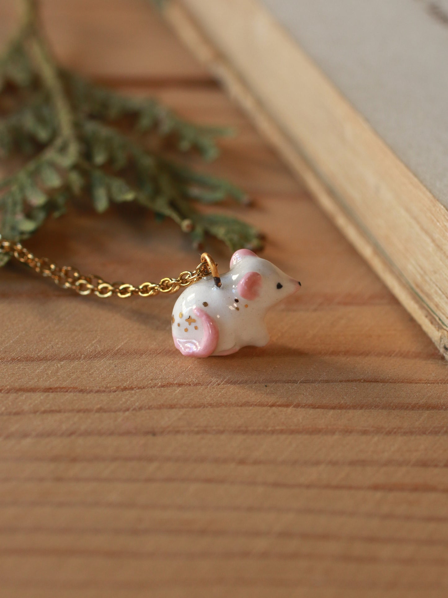 Tiny mouse necklace