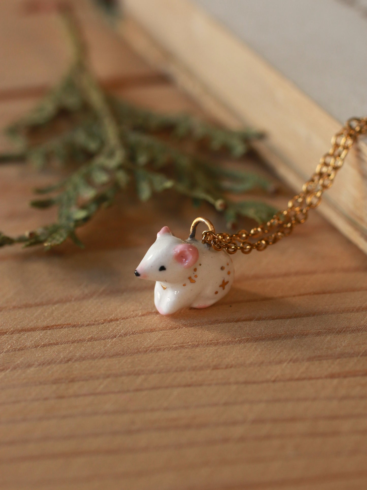 Tiny mouse necklace