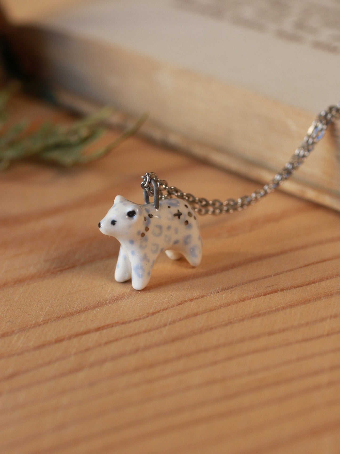 Snow leopard necklace