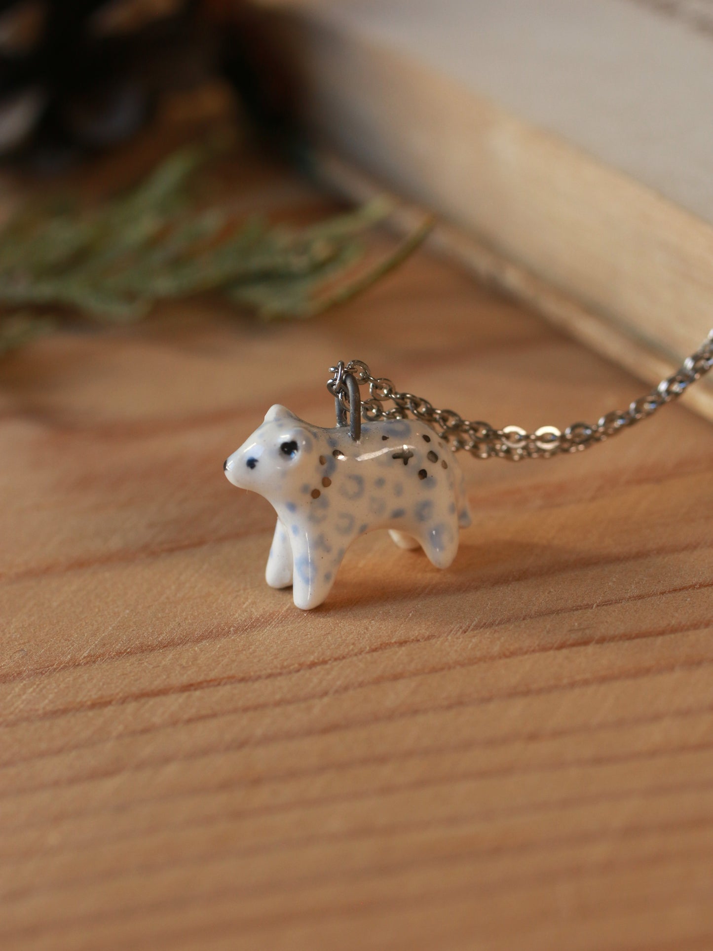 Snow leopard necklace