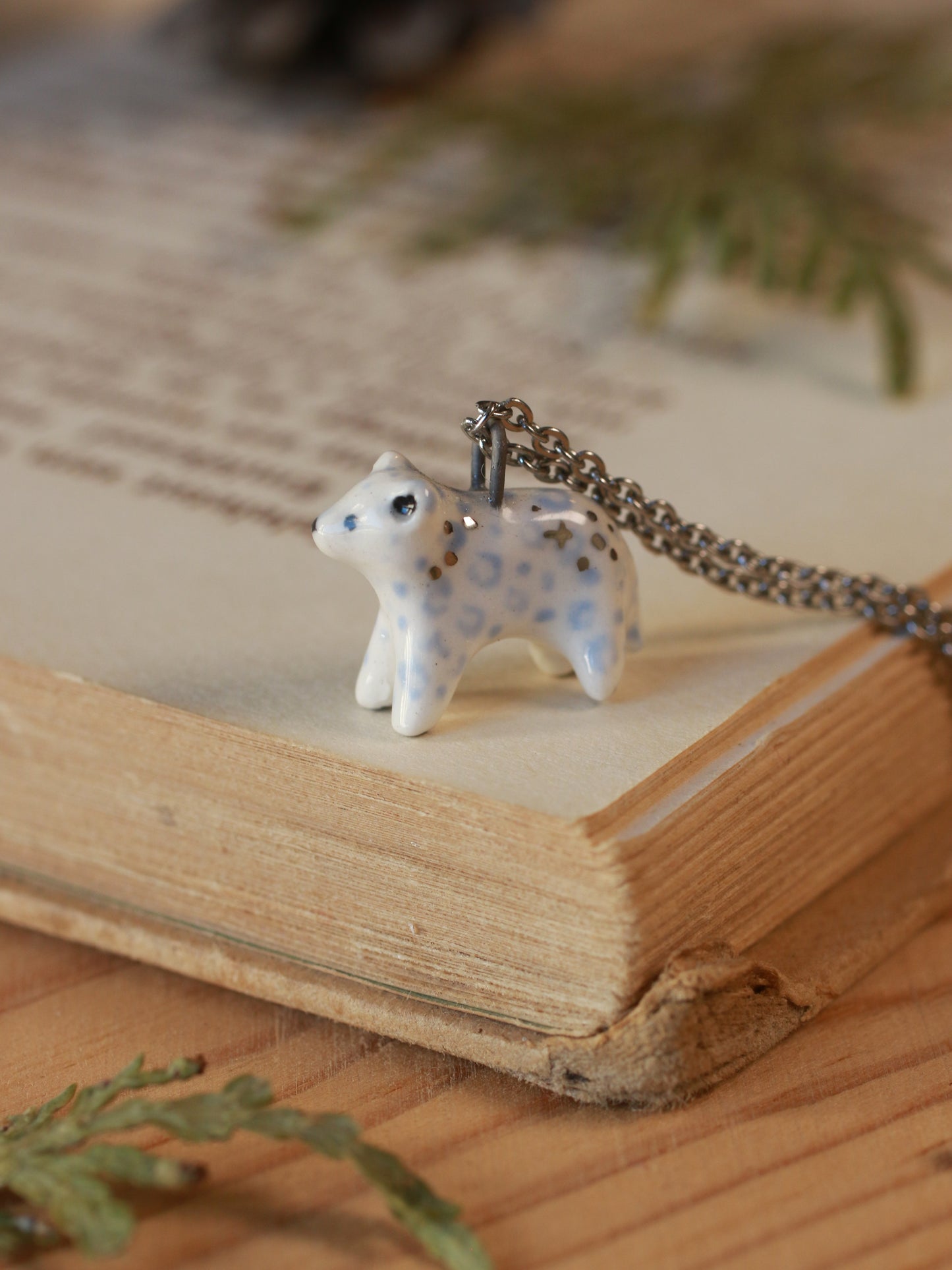 Snow leopard necklace