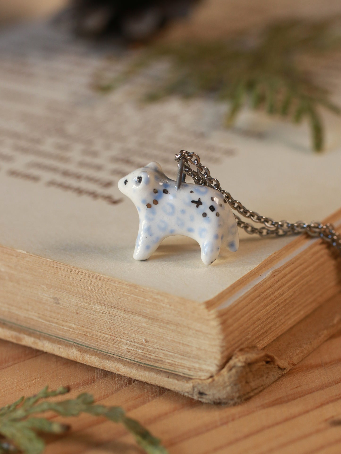 Snow leopard necklace