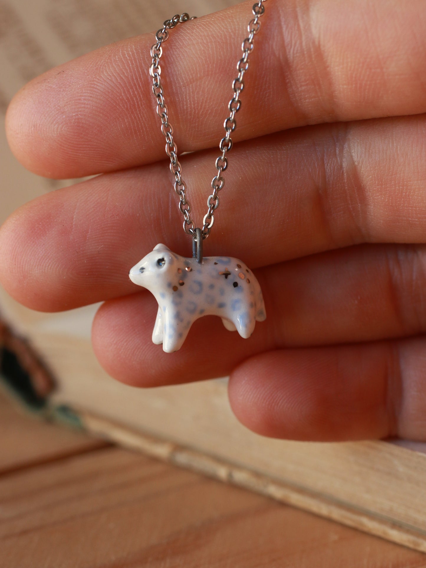 Snow leopard necklace