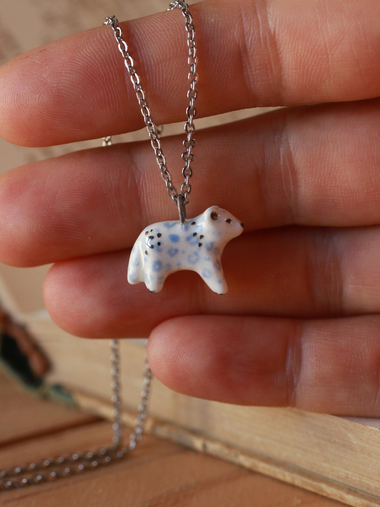 Snow leopard necklace