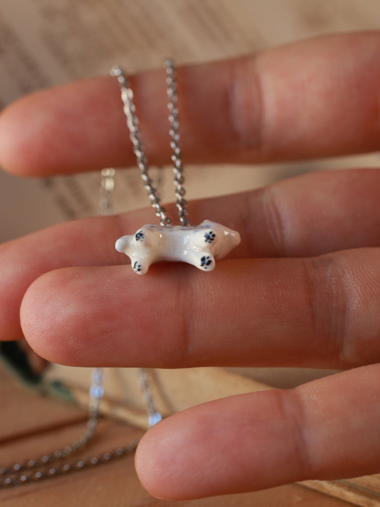 Snow leopard necklace