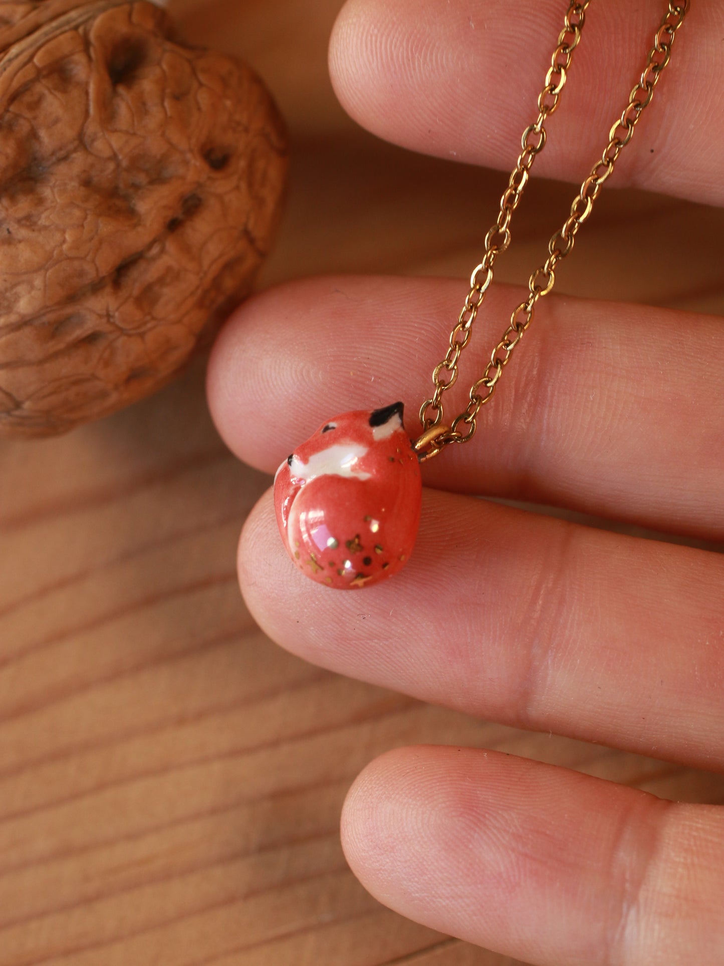 Sleeping Fox necklace in a walnut box
