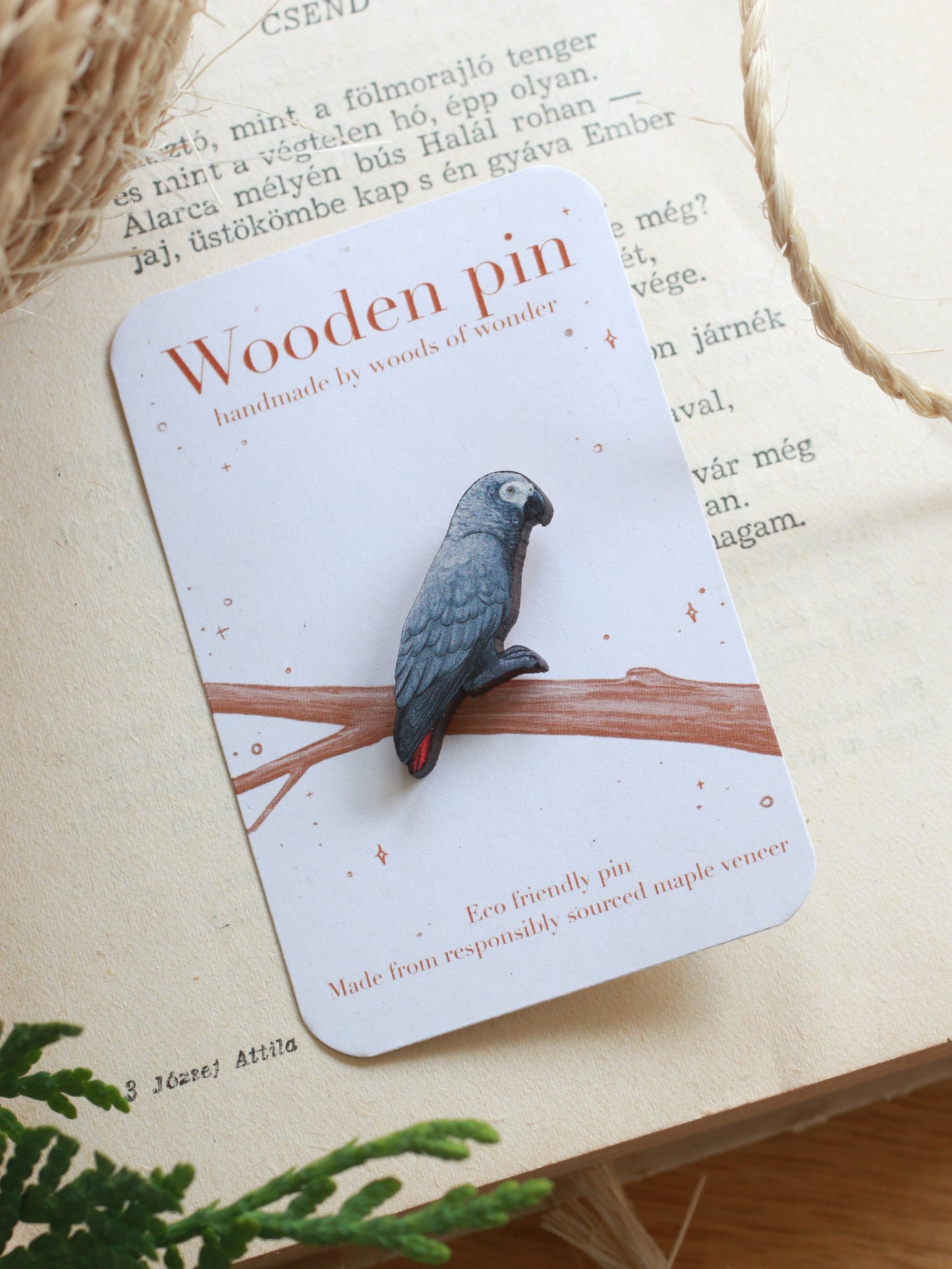 African grey parrot pin