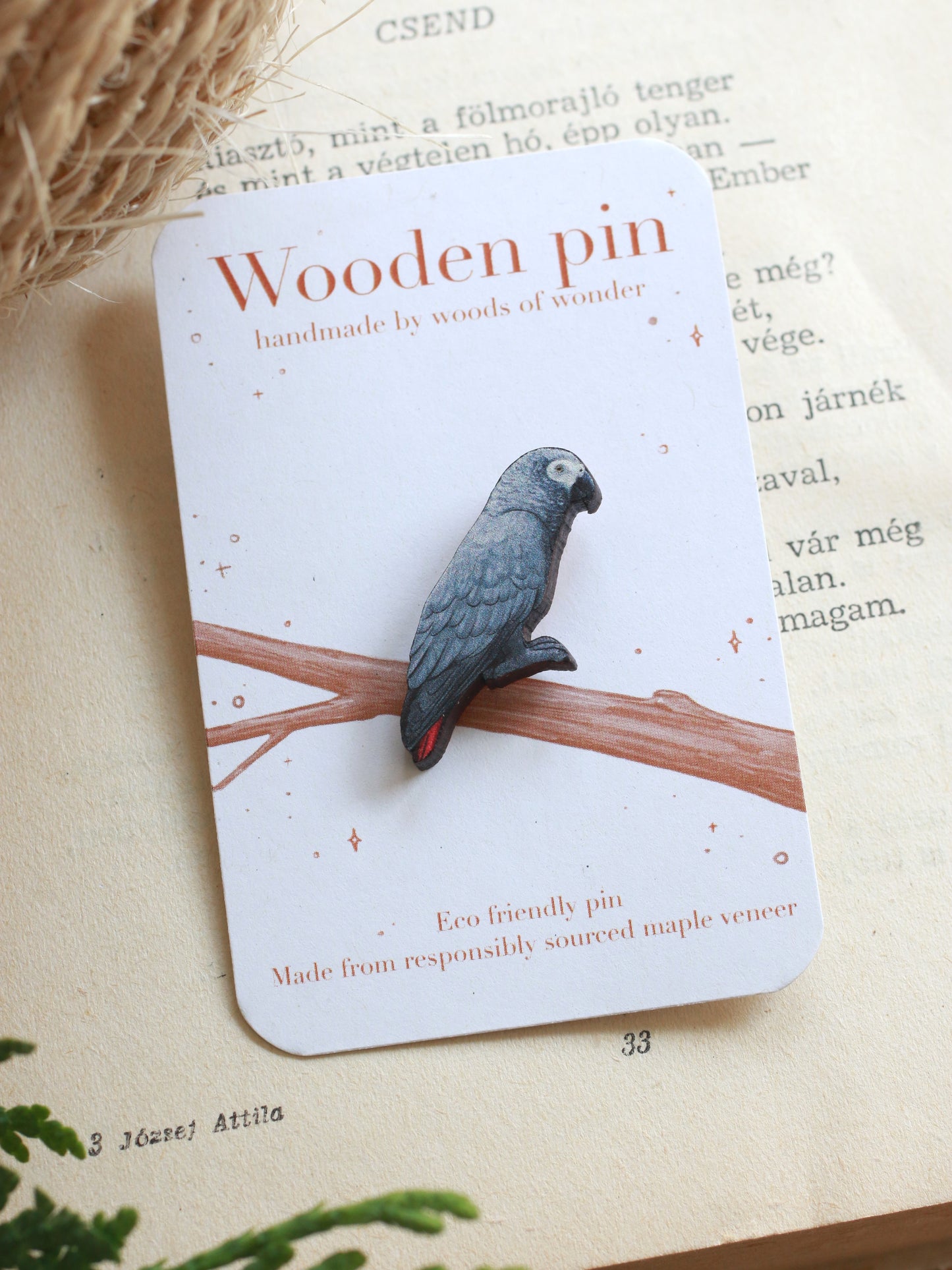 African grey parrot pin