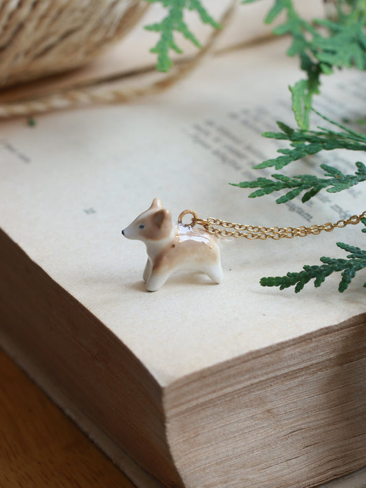 Ceramic corgi necklace