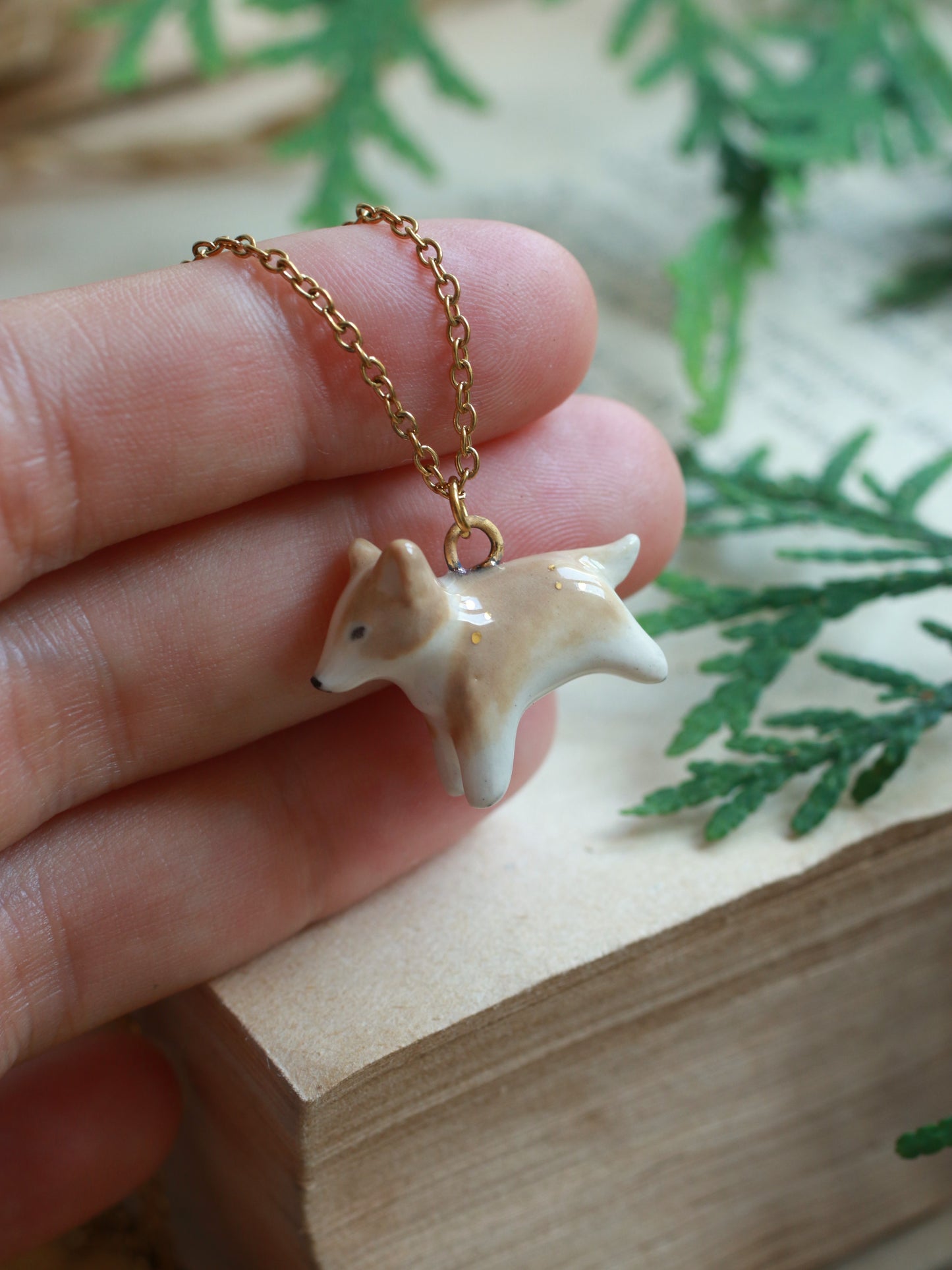 Ceramic corgi necklace