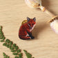 Fox cub wooden pin