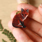 Fox cub wooden pin